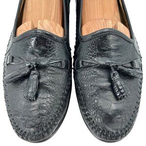 Vintage Zelli Men's Size 9M Black Exotic Ostrich Leg Leather Dress Shoes Loafers